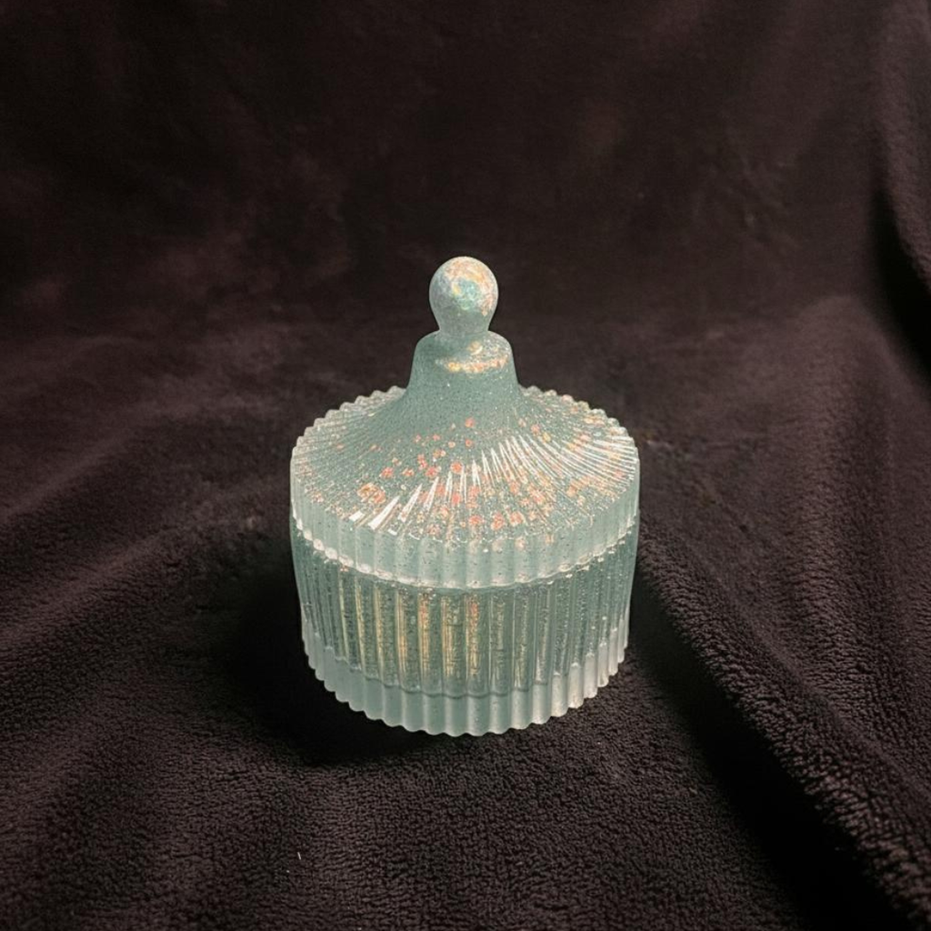 Handmade Green Glow Dark Resin Storage Box with Lid