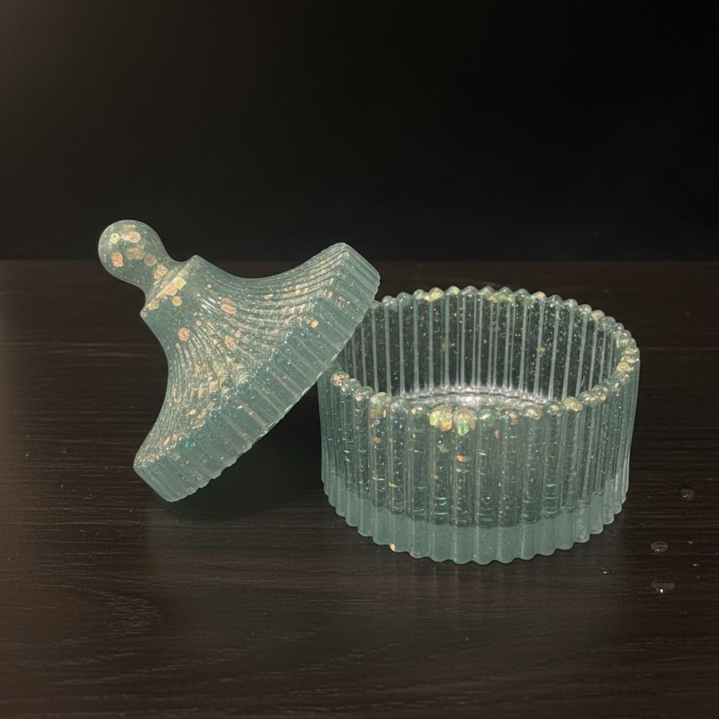 Handmade Green Glow Dark Resin Storage Box with Lid