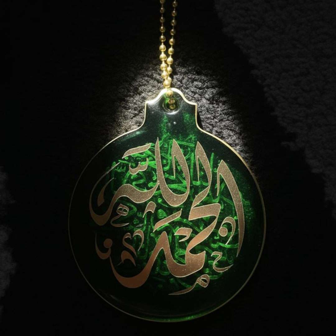 Handmade Green Resin Islamic Car Mirror Hanging
