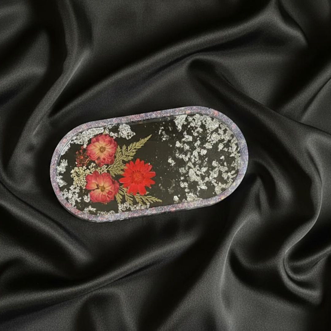 Handmade Resin Dried Flowers Decorative Tray