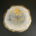 Handmade Resin Graduation Coaster with Gold Detailing