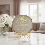 Handmade Resin Graduation Coaster with Gold Detailing