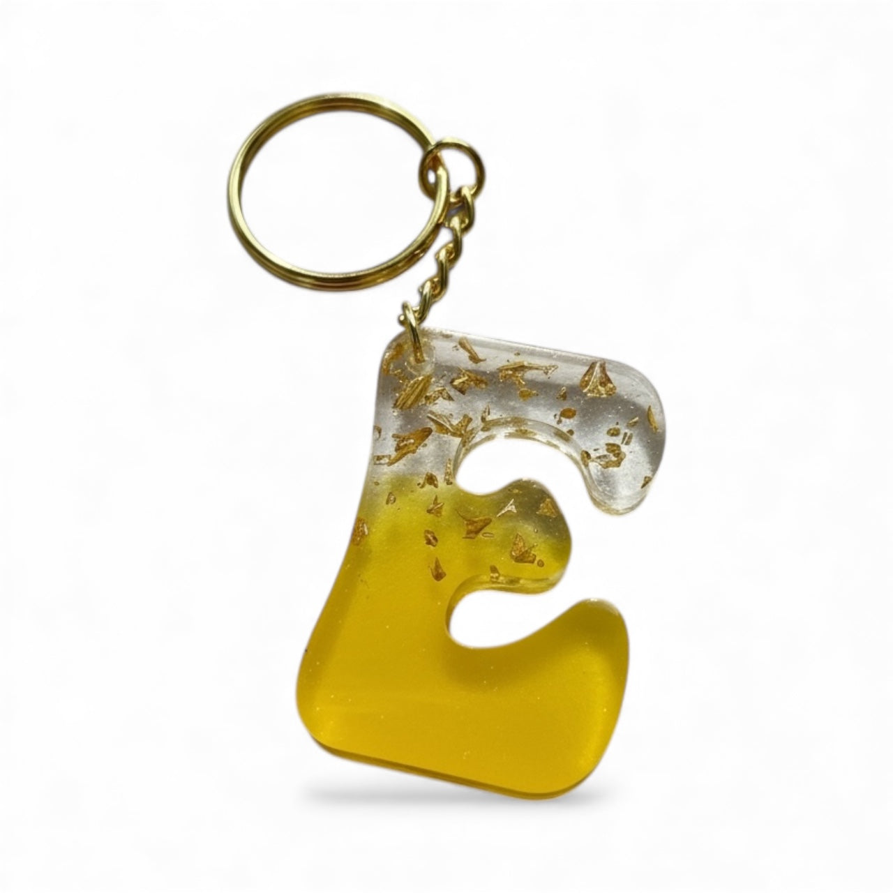Handmade E Gold Leaf Resin Keychain