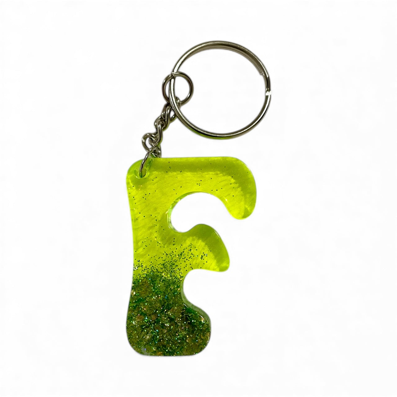 Handmade F Glitter Sequins Resin Keychain