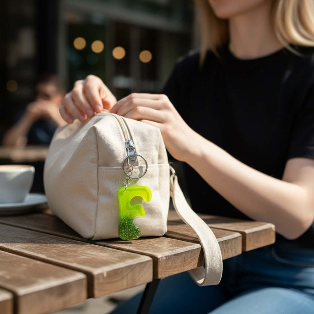 Handmade F Glitter Sequins Resin Keychain