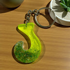 Handmade J Resin Dried Flowers Tassel Keychain