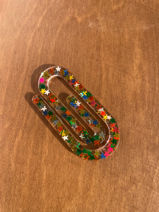 Handmade Confetti Spark Resin Paper Clip Bookmark
