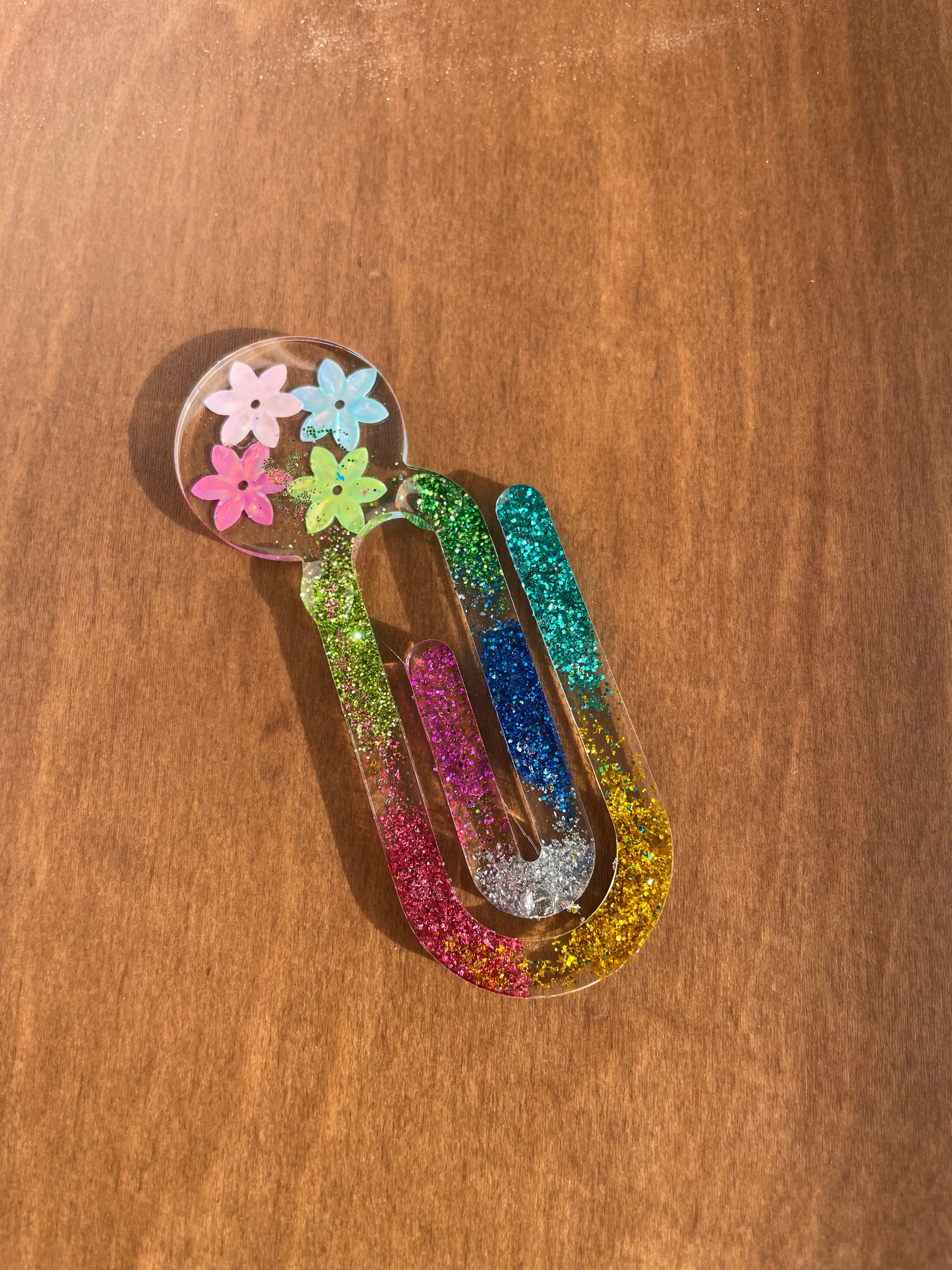 Handmade Resin Rainbow Star Paper Clip Bookmark