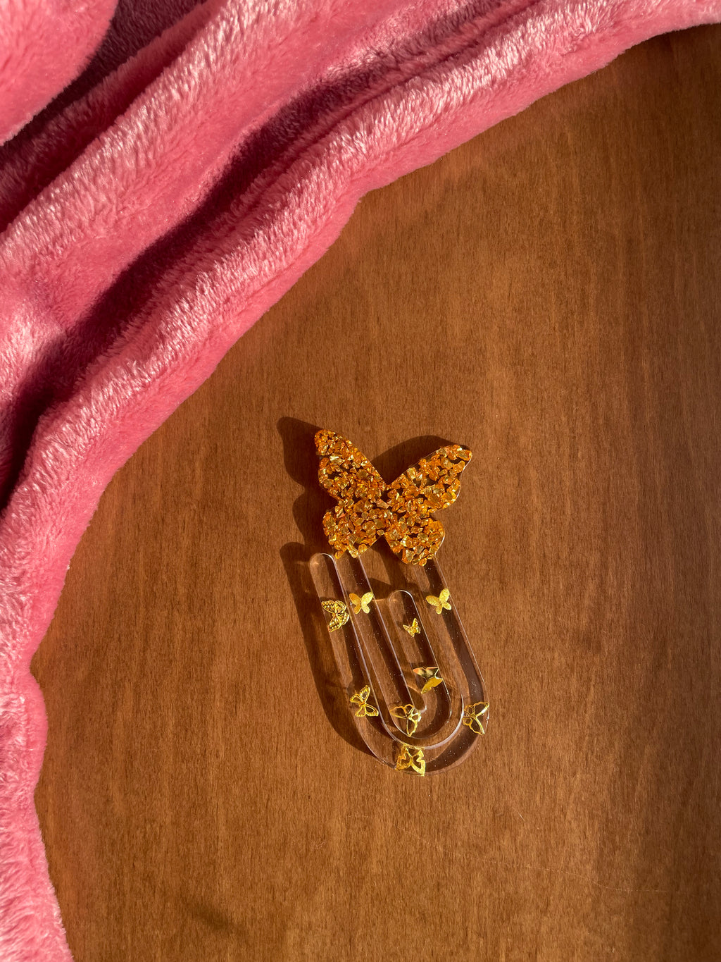 Handmade Resin Golden Butterfly Paper Clip Bookmark
