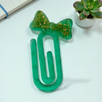 Handmade Resin Bow Glitter Sequins Paperclip Bookmark