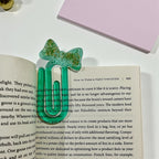 Handmade Resin Bow Glitter Sequins Paperclip Bookmark