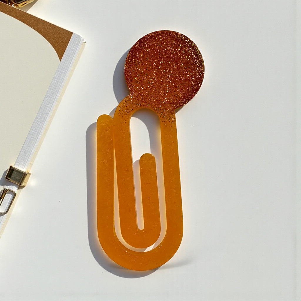 Handmade Resin Glitter Circle Paper Clip Bookmark