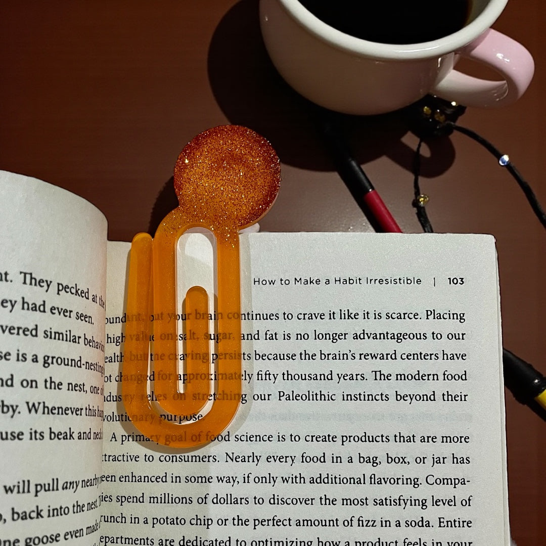 Handmade Resin Glitter Circle Paper Clip Bookmark