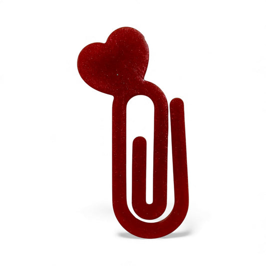 Handmade Red Heart Resin Paper Clip Bookmark