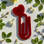 Handmade Red Heart Resin Paper Clip Bookmark
