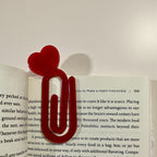 Handmade Red Heart Resin Paper Clip Bookmark