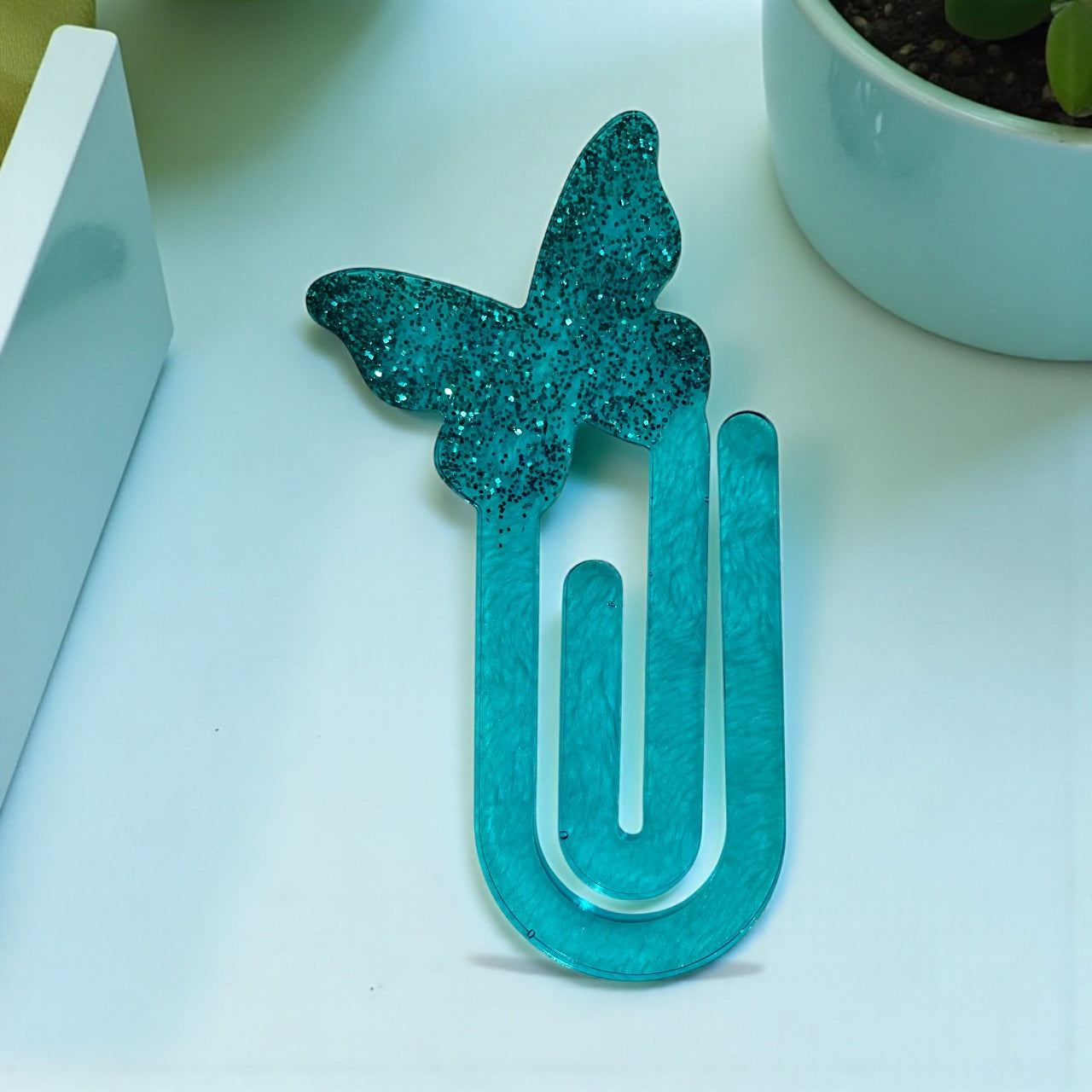 Handmade Resin Glitter Butterfly Bookmark