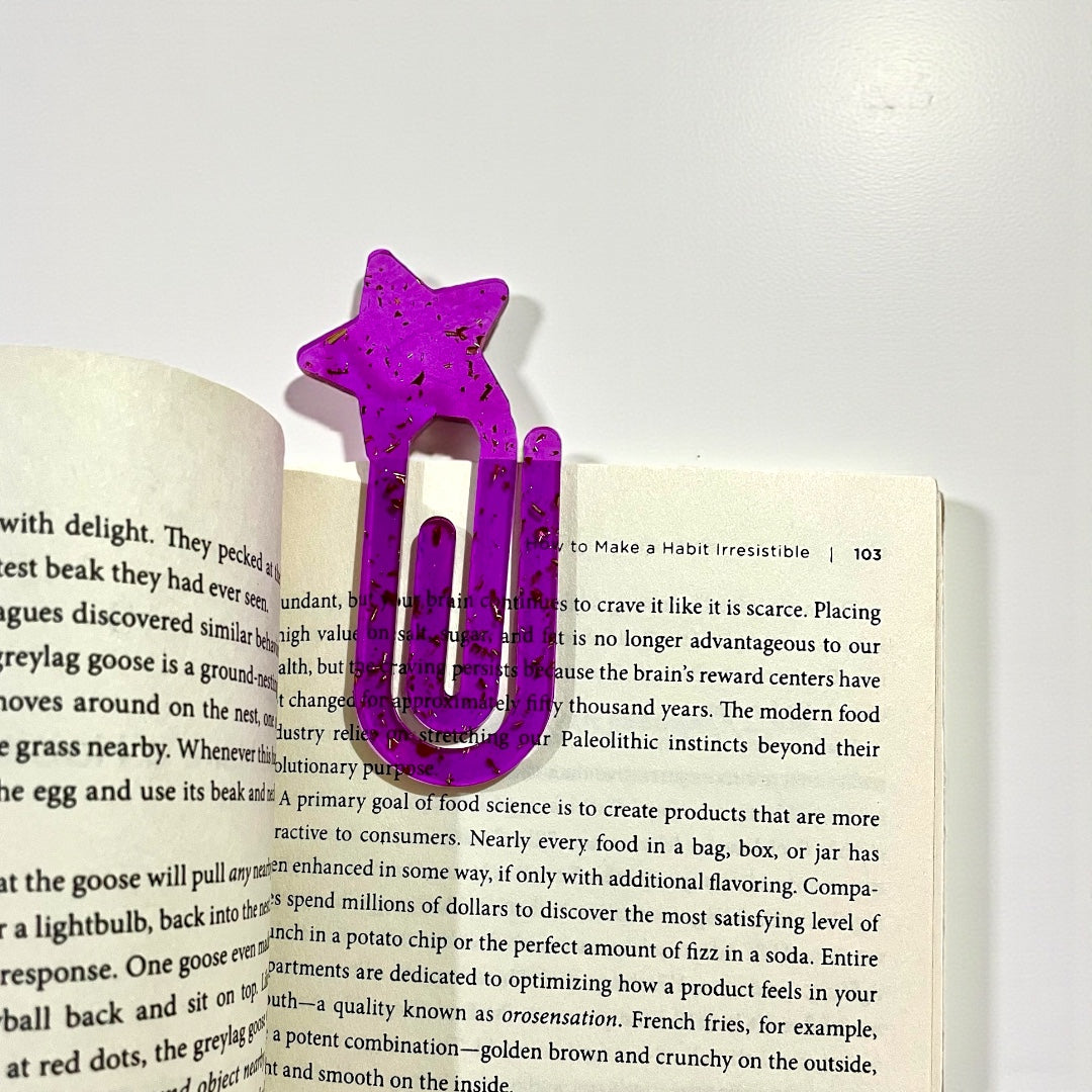 Gold Leaf Resin Star Purple Bookmark