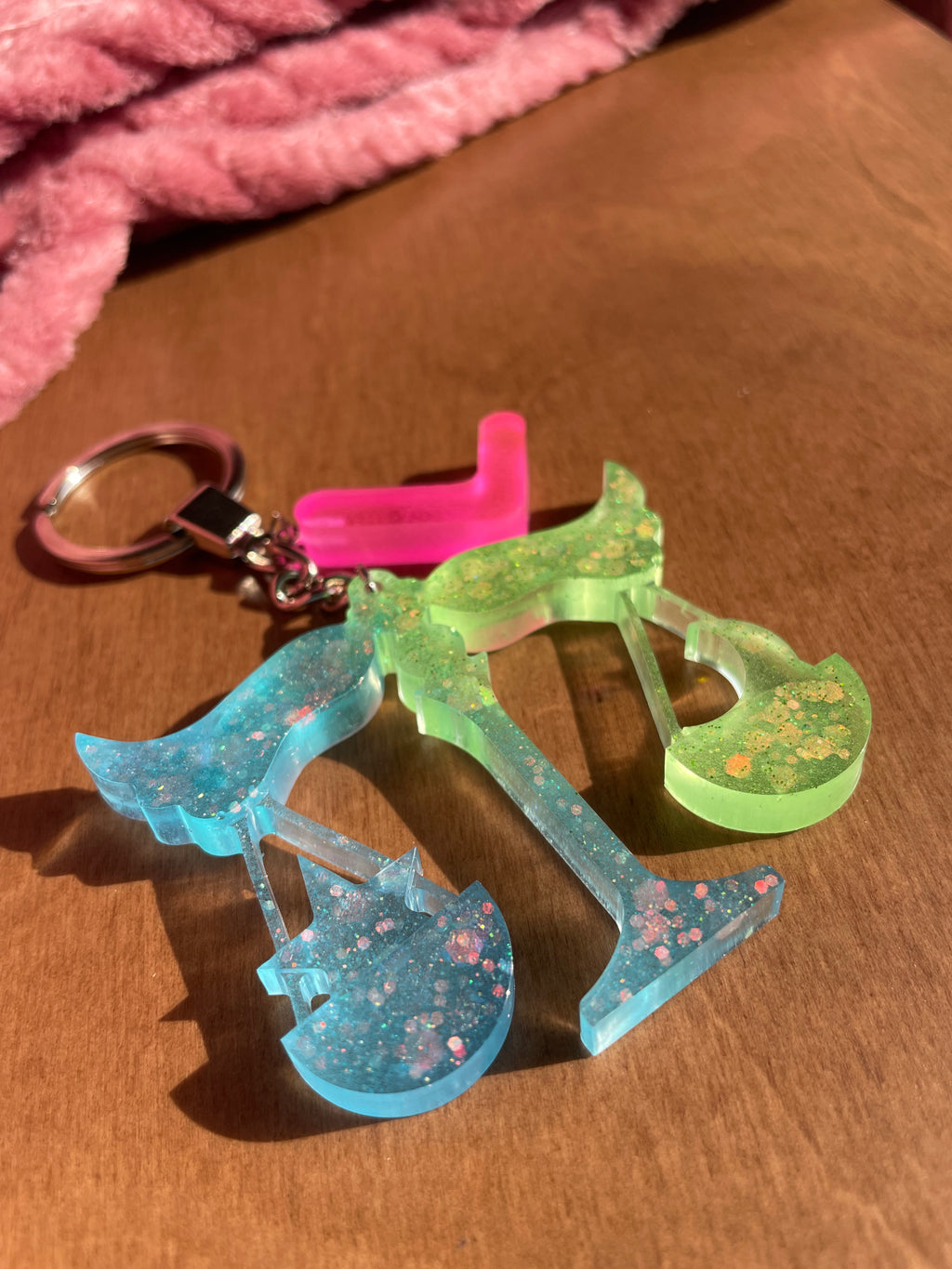 Handmade Letter L Resin Libra Keychain