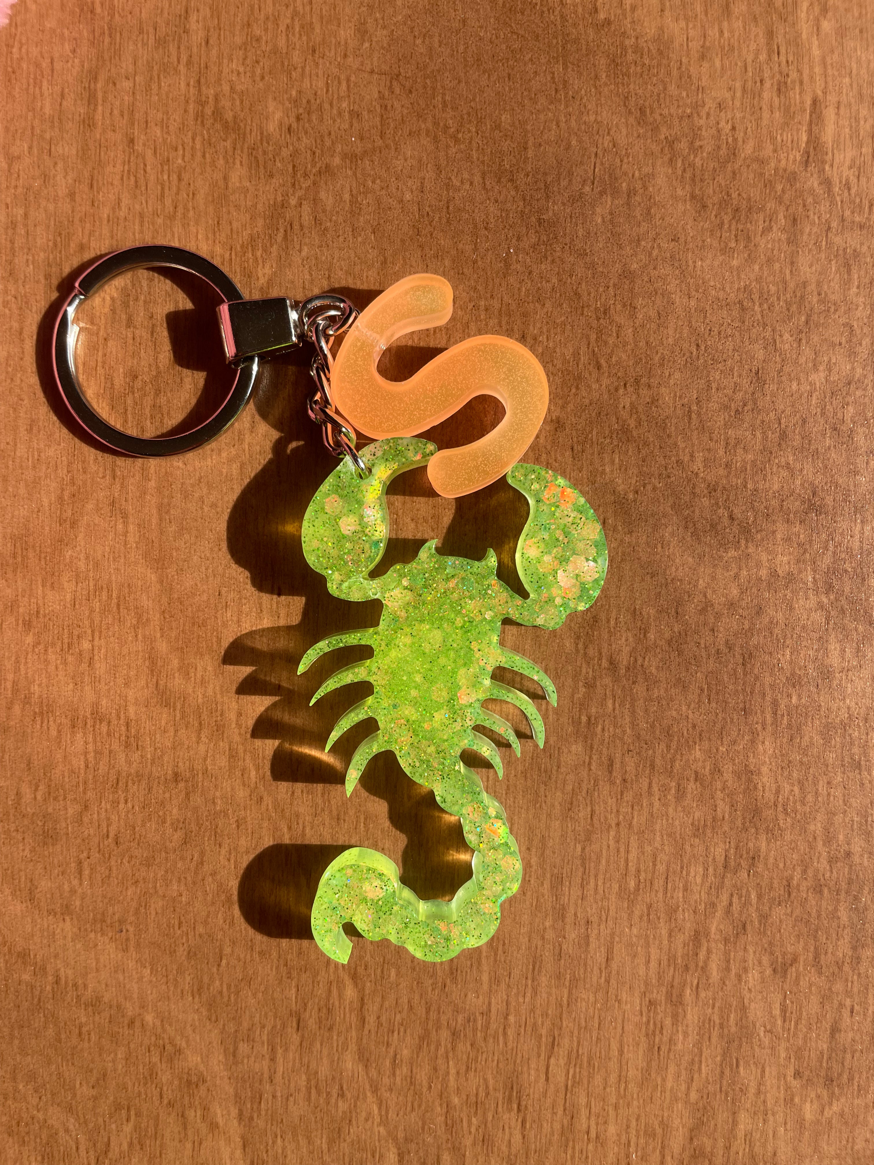 Handmade Letter S Resin Scorpio Keychain