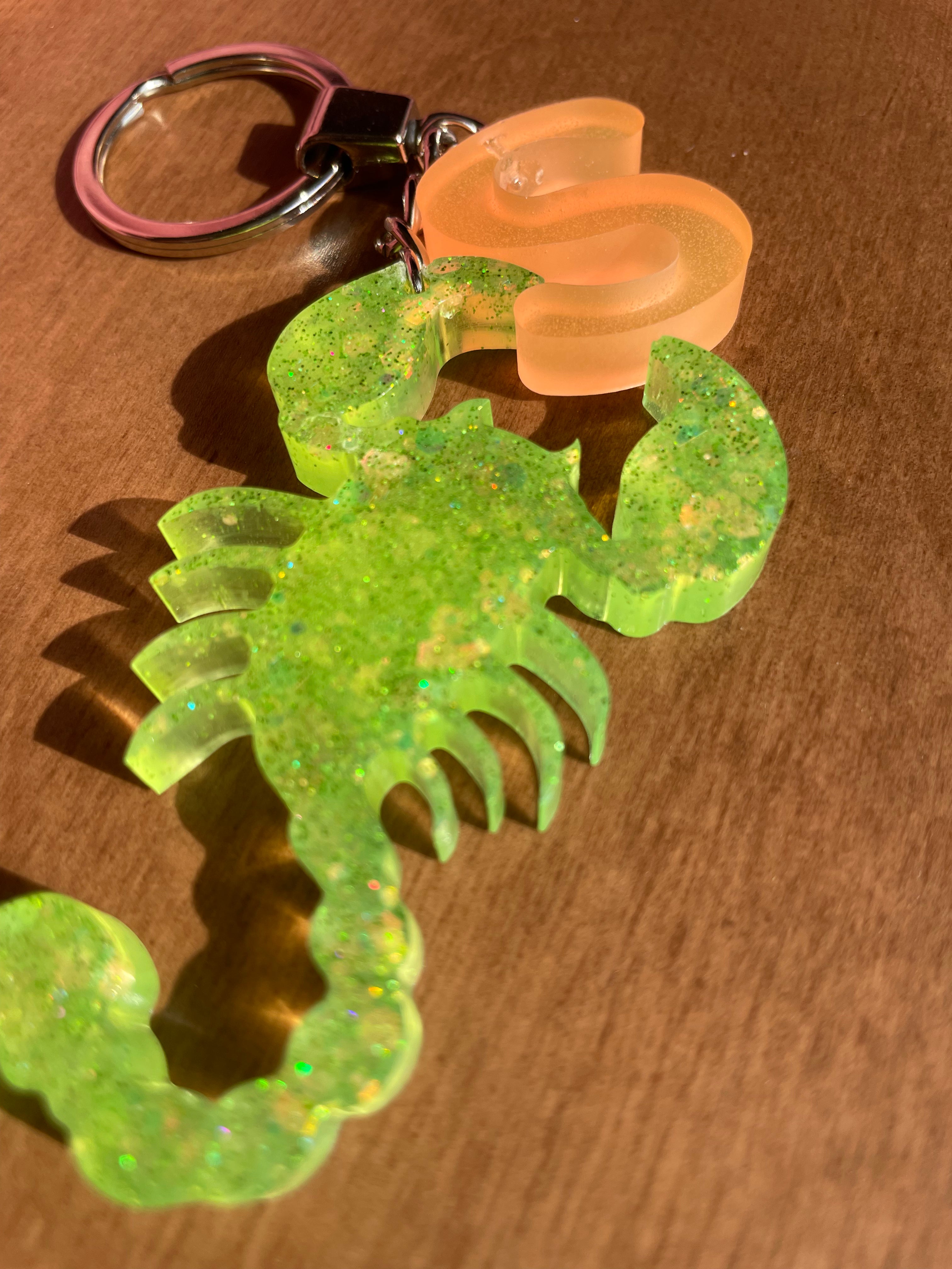 Handmade Letter S Resin Scorpio Keychain