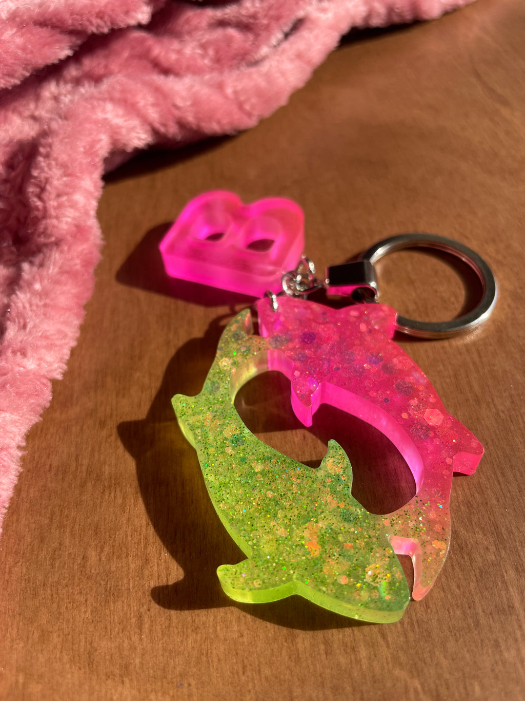 Handmade Letter B Resin Pisces Keychain