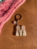 Handmade M Resin Neon Powder Pearls Keychain
