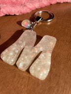 Handmade M Resin Neon Powder Pearls Keychain