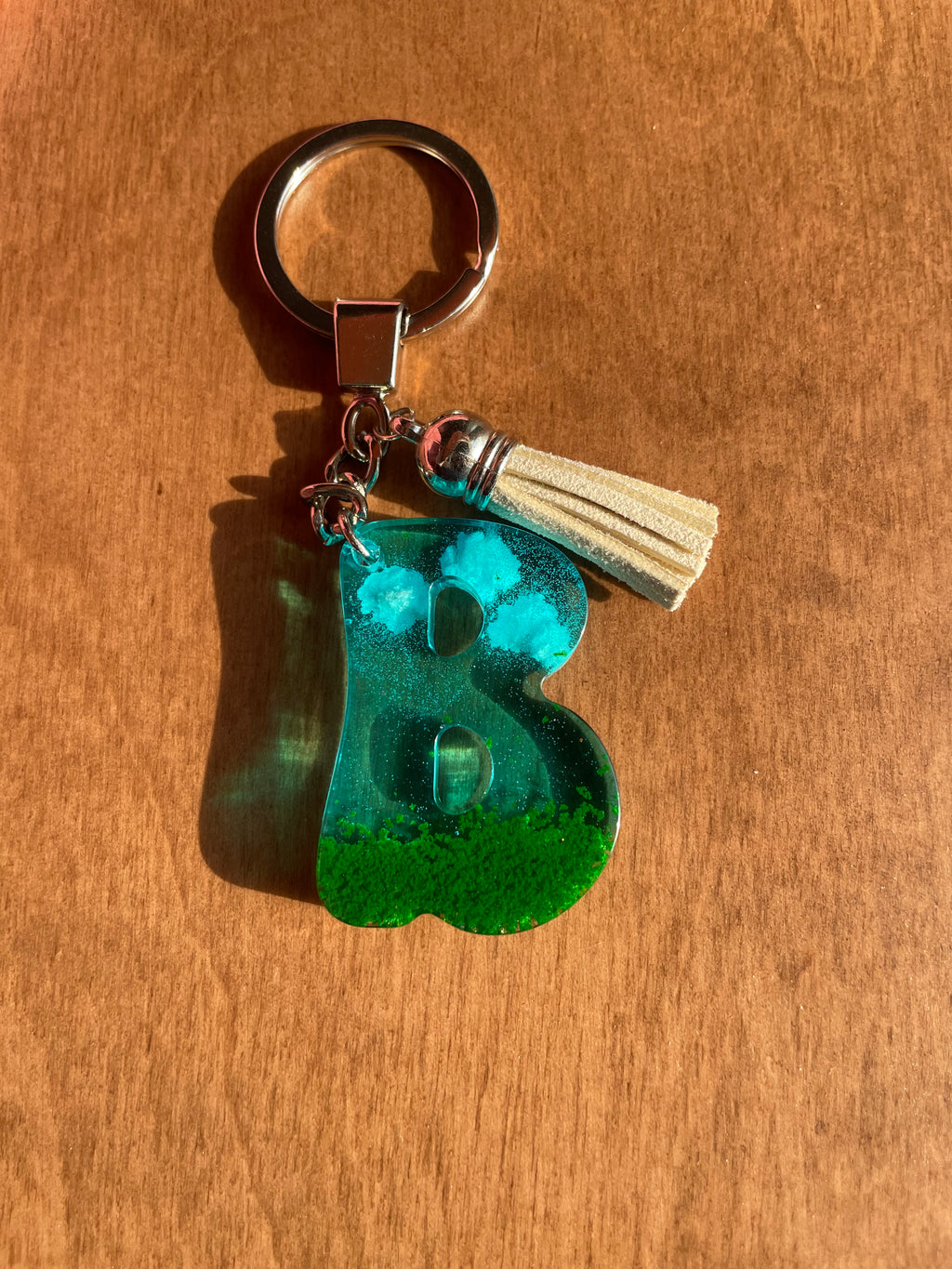 Handmade B Resin Grass Cloud Effect Tassel Keychain