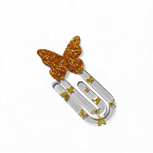Handmade Resin Golden Butterfly Paper Clip Bookmark