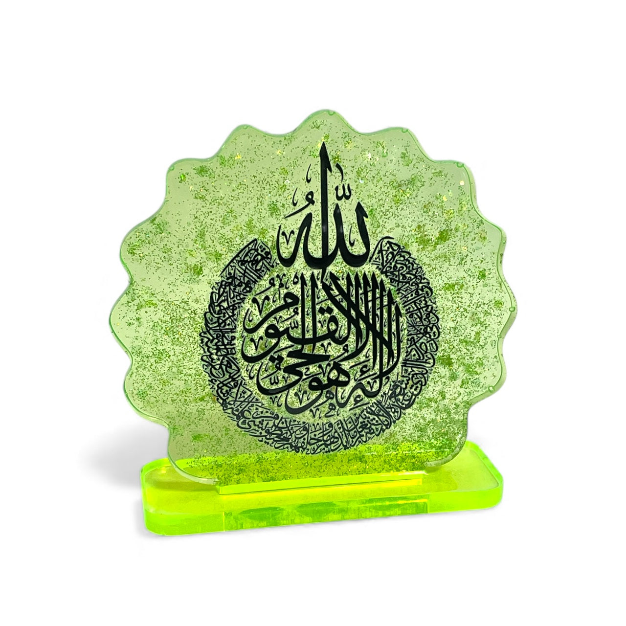 Green Handmade Resin Calligraphy Table Stand