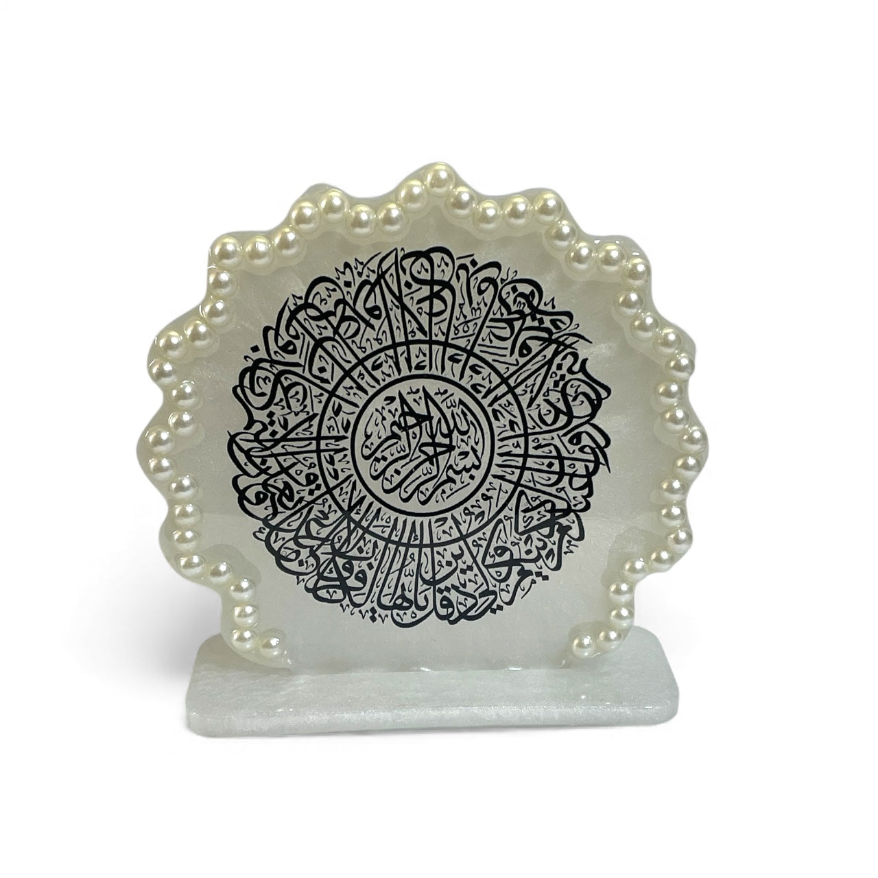 White Handmade Resin Calligraphy Table Stand