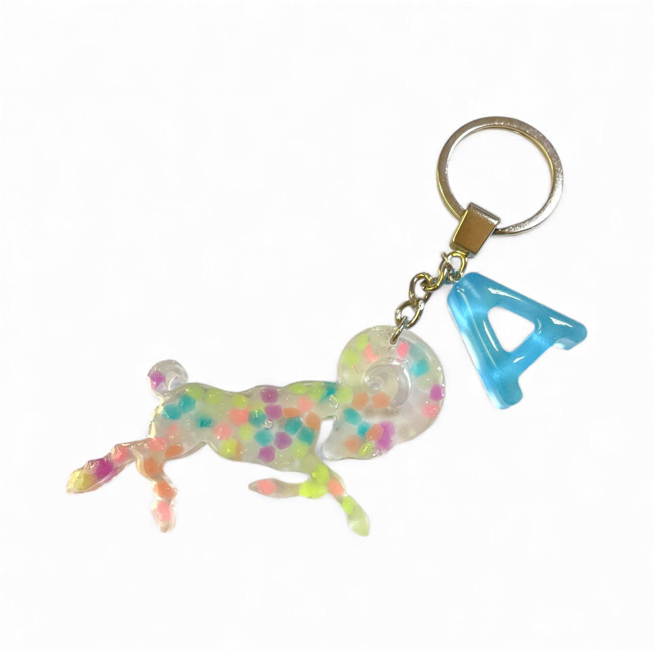 Handmade Letter A Resin Aries Keychain