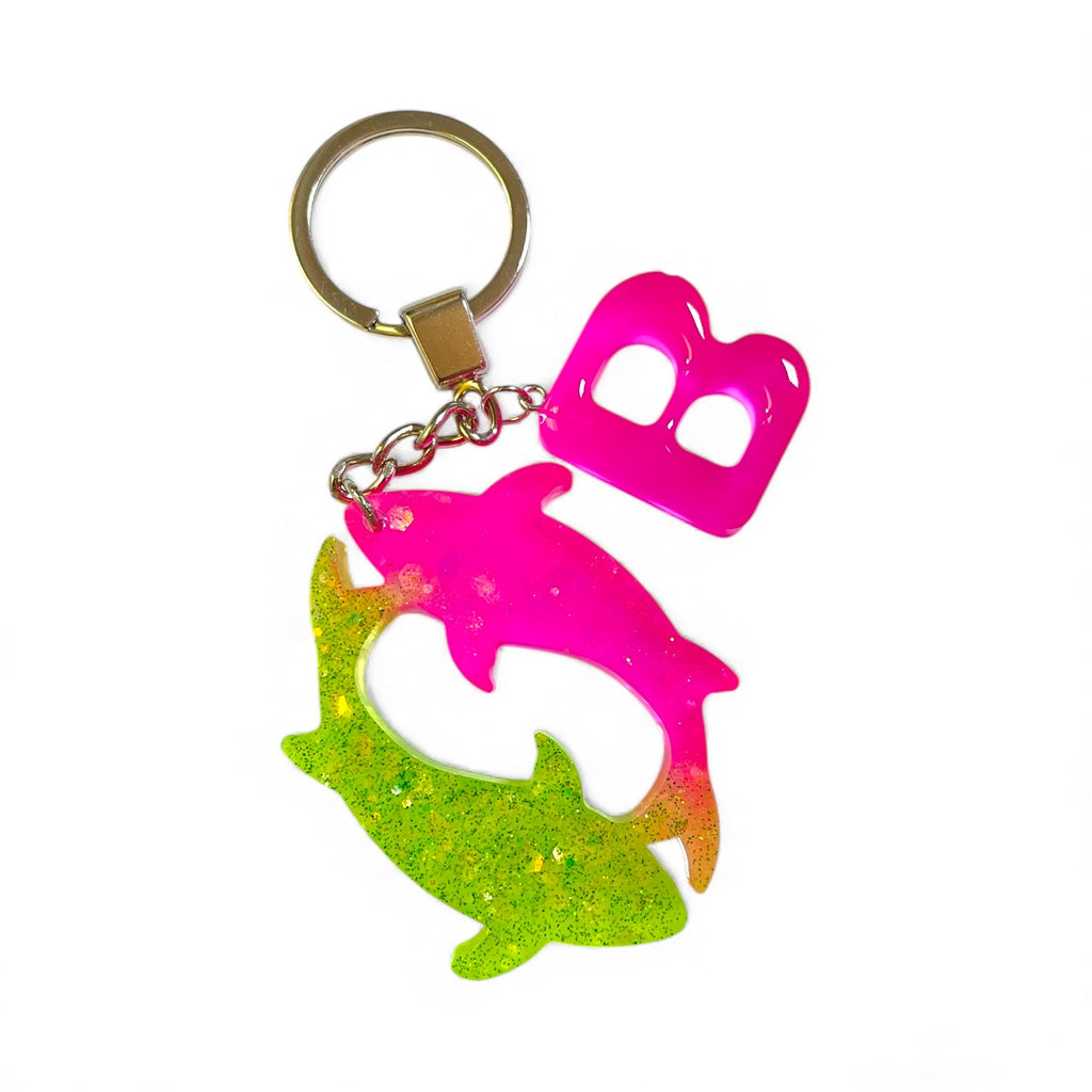Handmade Letter B Resin Pisces Keychain