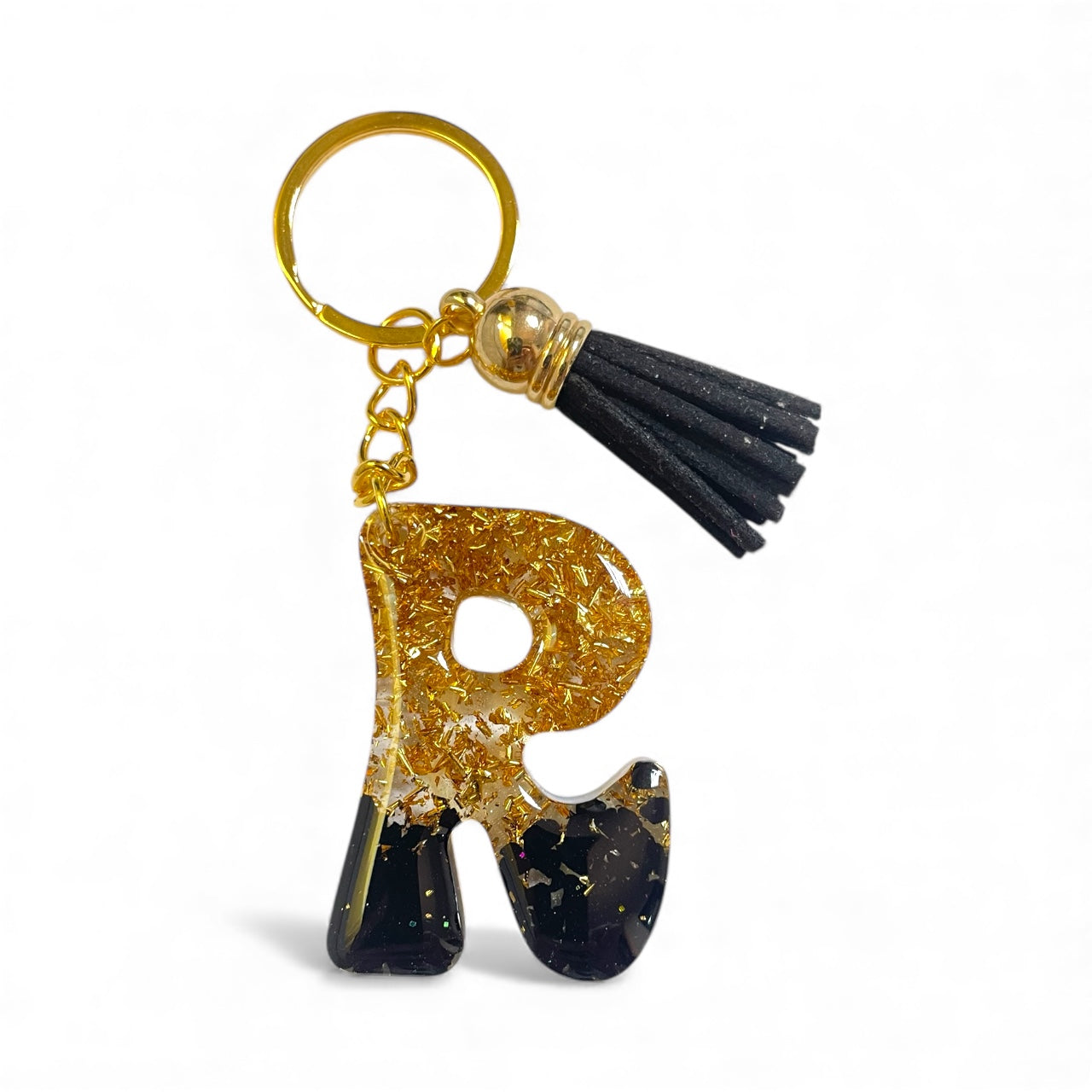 Handmade R Resin Gold Foil Keychain