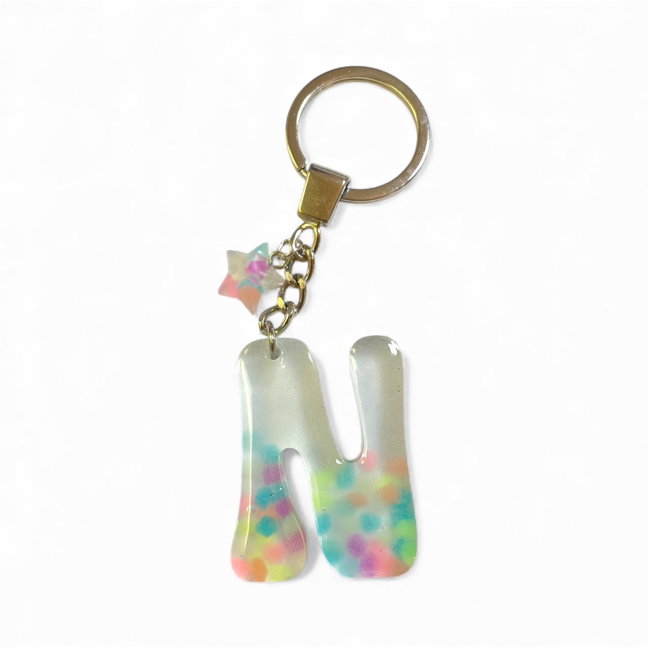 N Letter Resin Keychain - Neon Powder