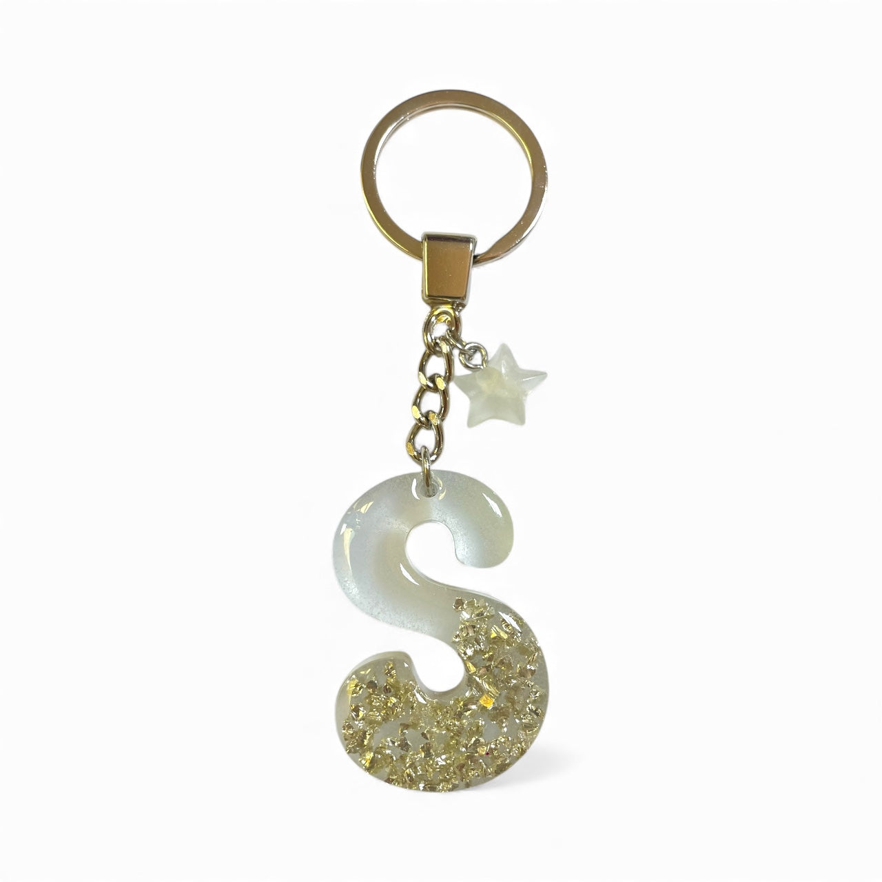 S Letter Crystal Resin Keychain