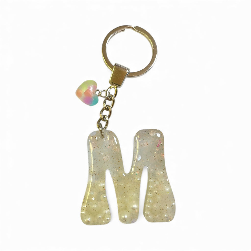 Handmade M Resin Neon Powder Pearls Keychain