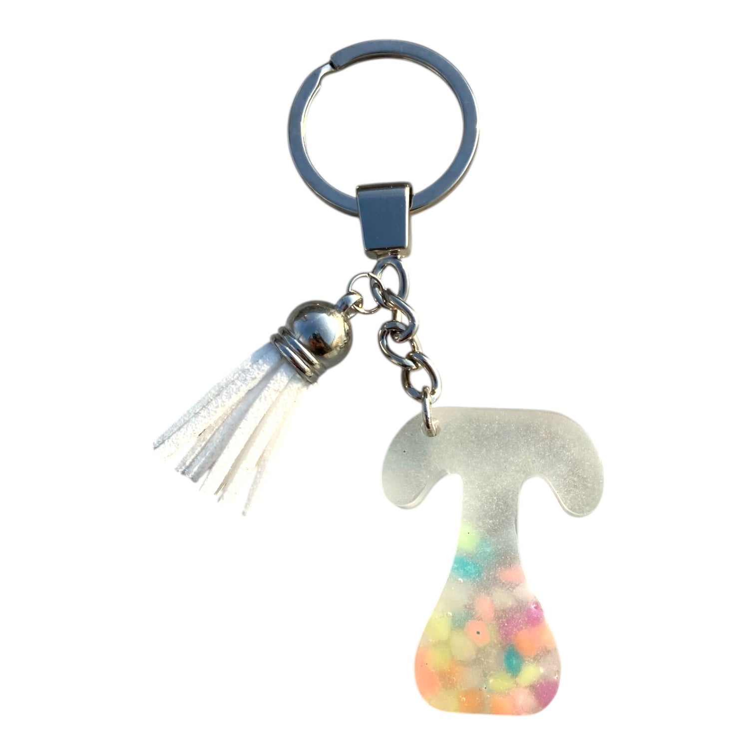 T Letter Resin Keychain - Neon Powder