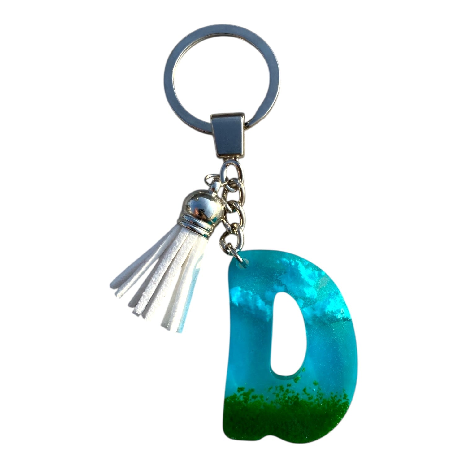 Handmade Letter D Resin Ocean Effect Keychain
