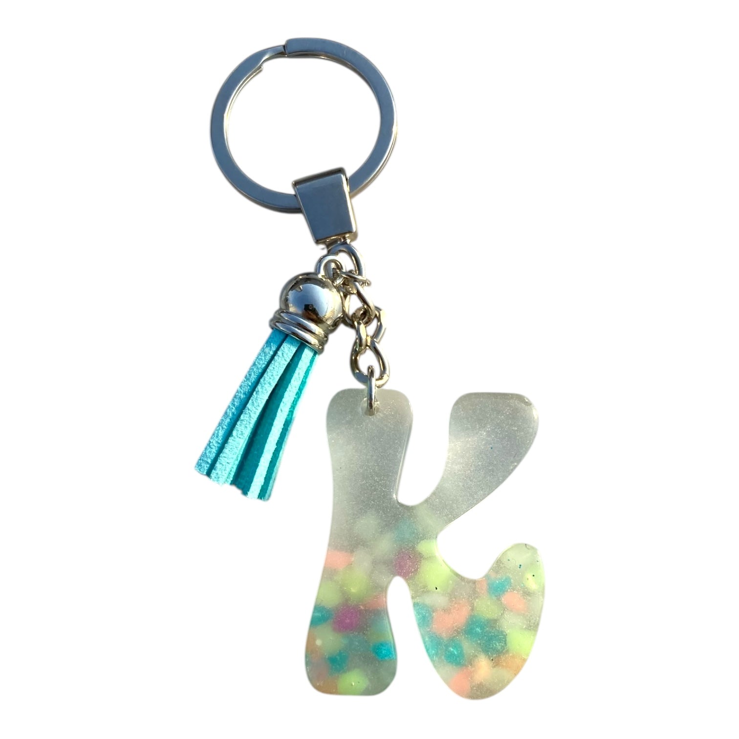 Handmade Letter K Resin Neon Powder Keychain