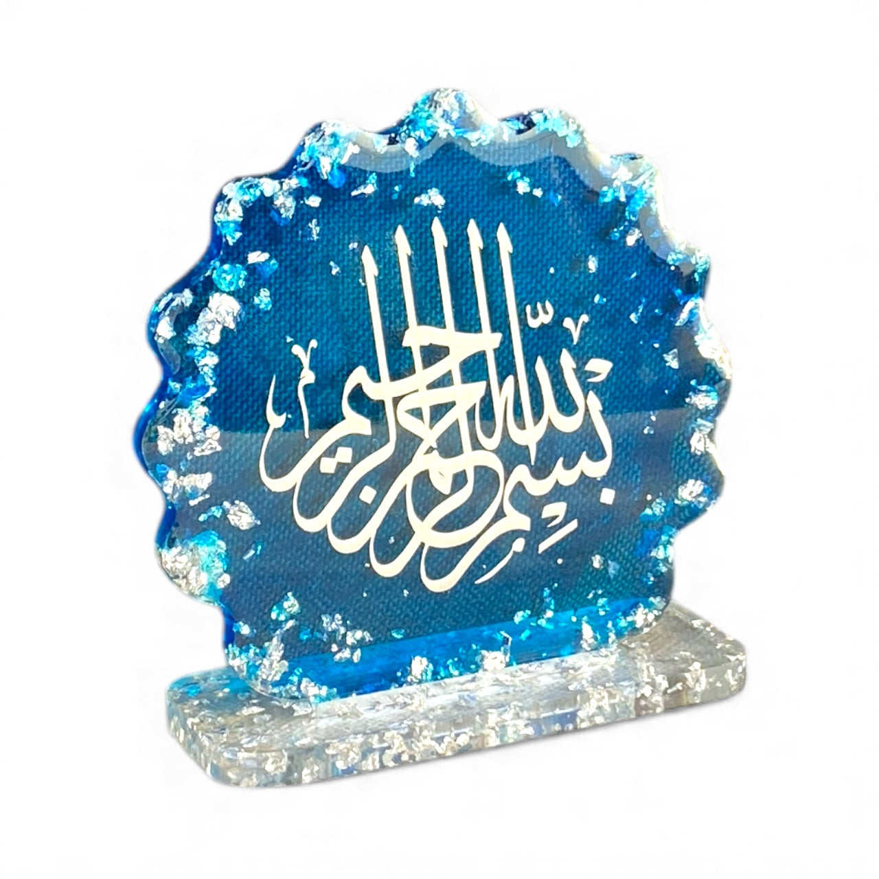Blue Handmade Resin Bismillah Table Stand