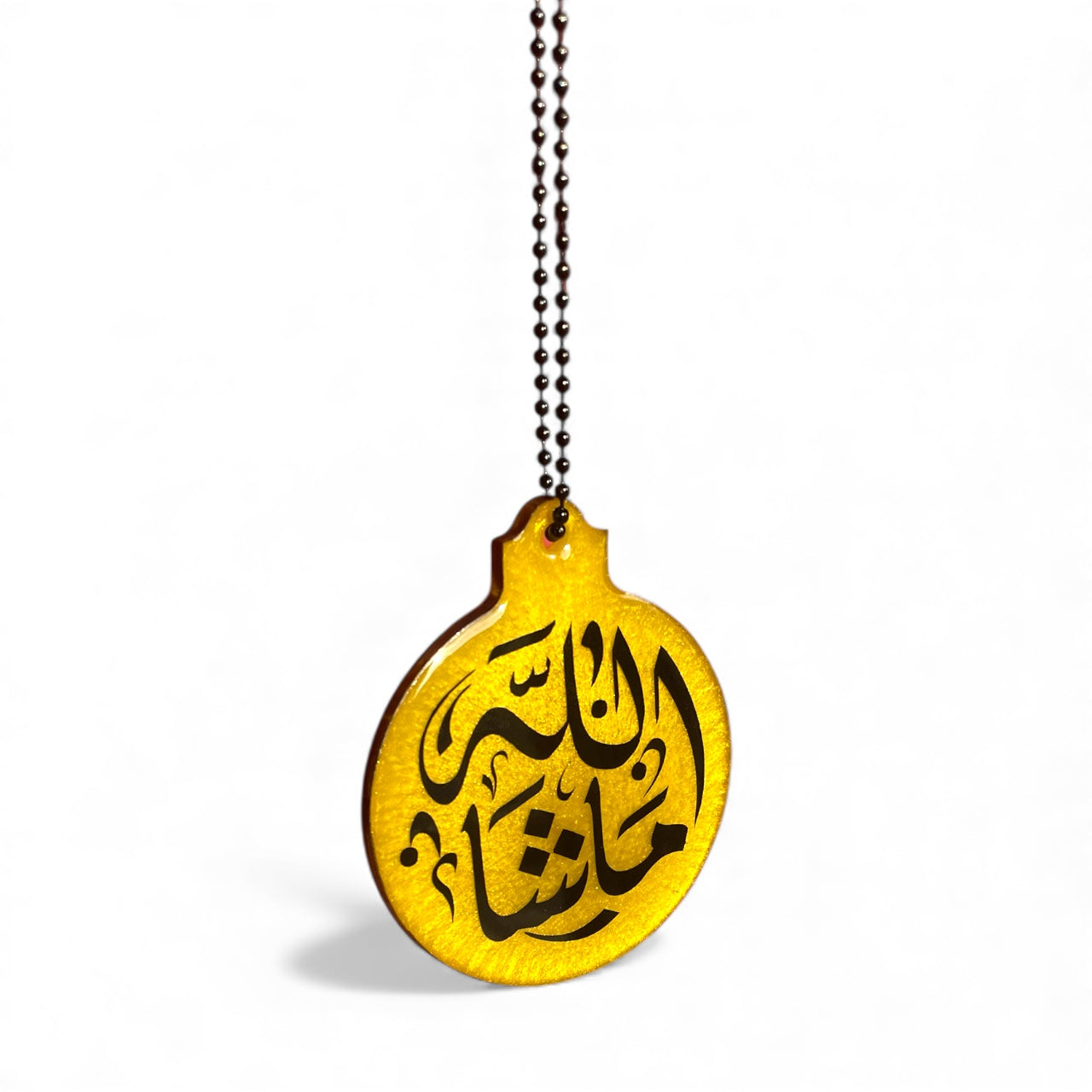 Yellow MashaAllah Car Mirror Hanging