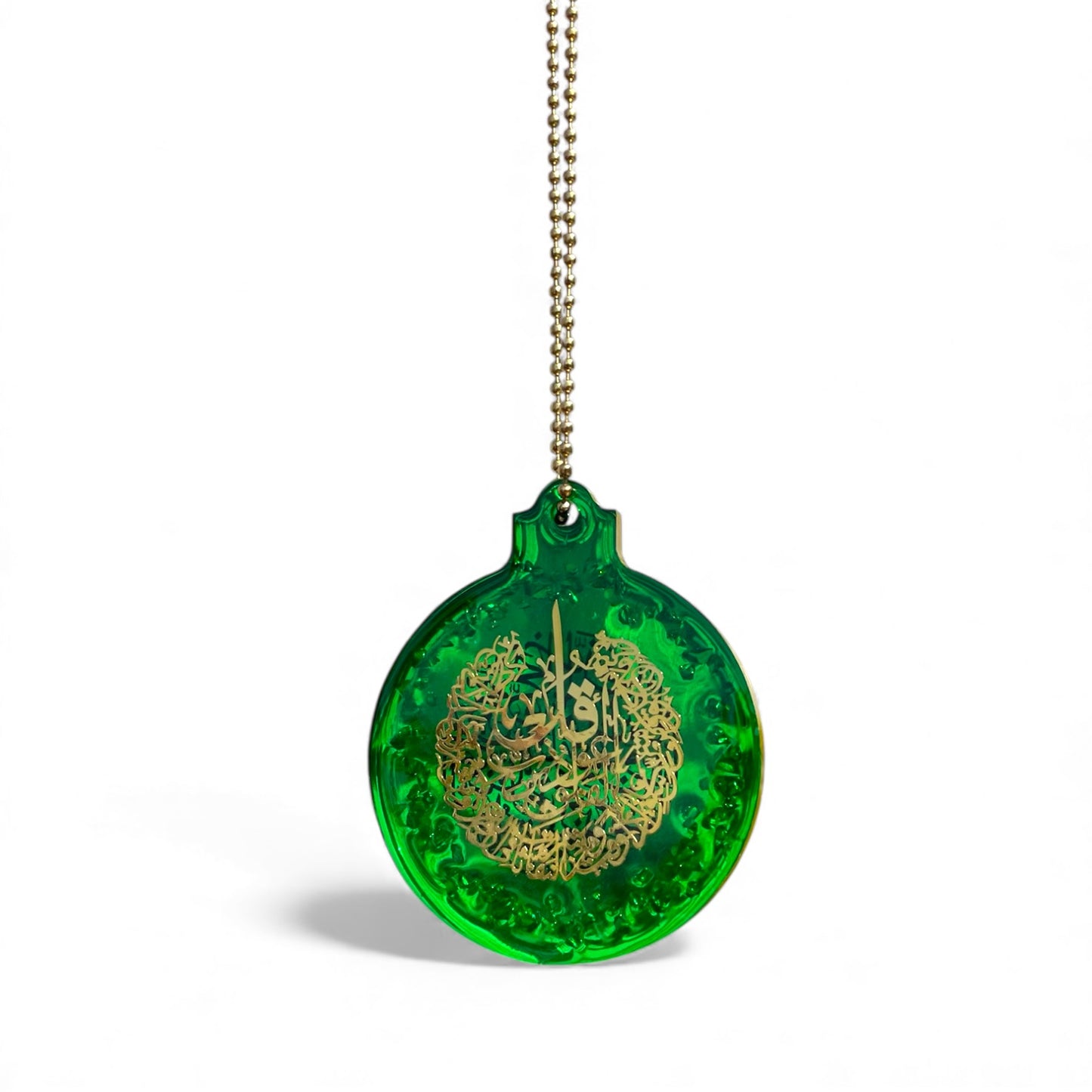 Green Calligraphy Car Mirror Hanging