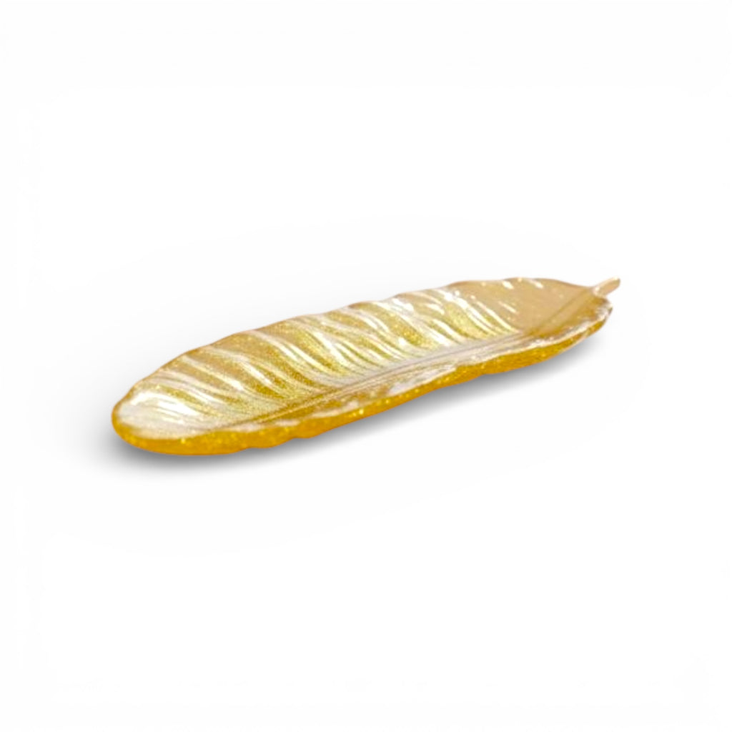 Handmade Golden Resin Leaf Shape Decorative Tray