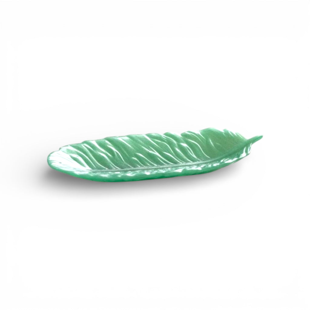 Handmade Green Resin Leaf Shape Decorative Tray