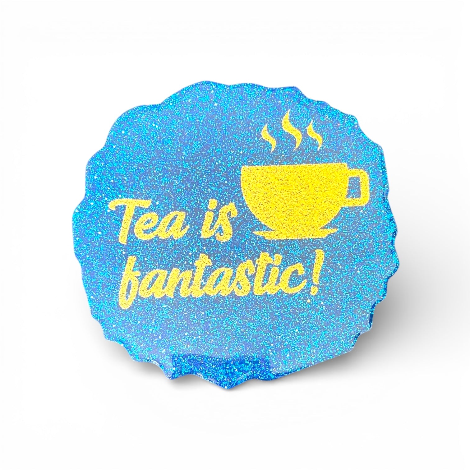Handmade Blue Glitter Resin Tea Coaster Set
