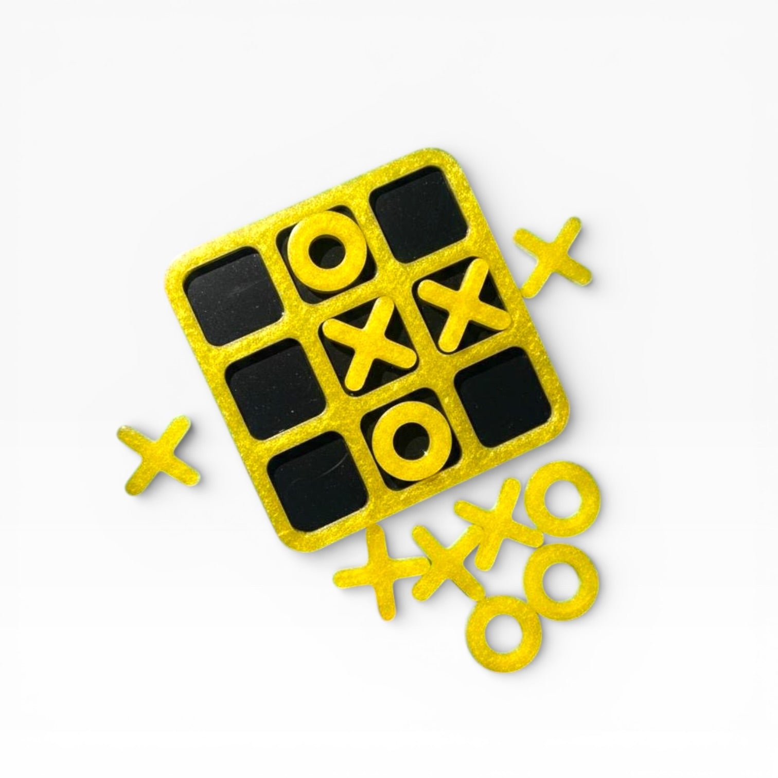 Handmade Black Gold Resin Tic Tac Toe Game
