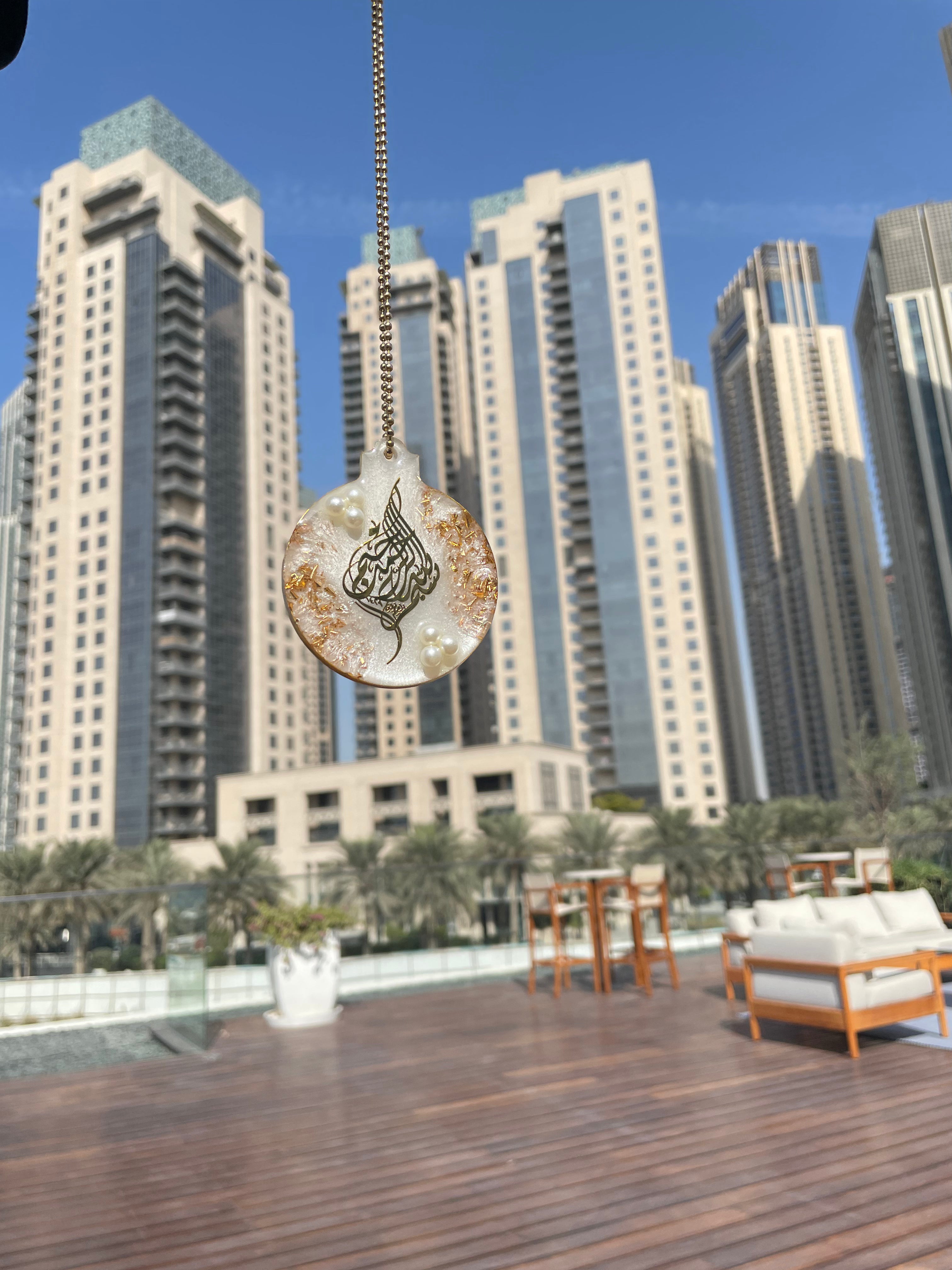 Handmade Islamic Calligraphy Resin Car Mirror Hanging