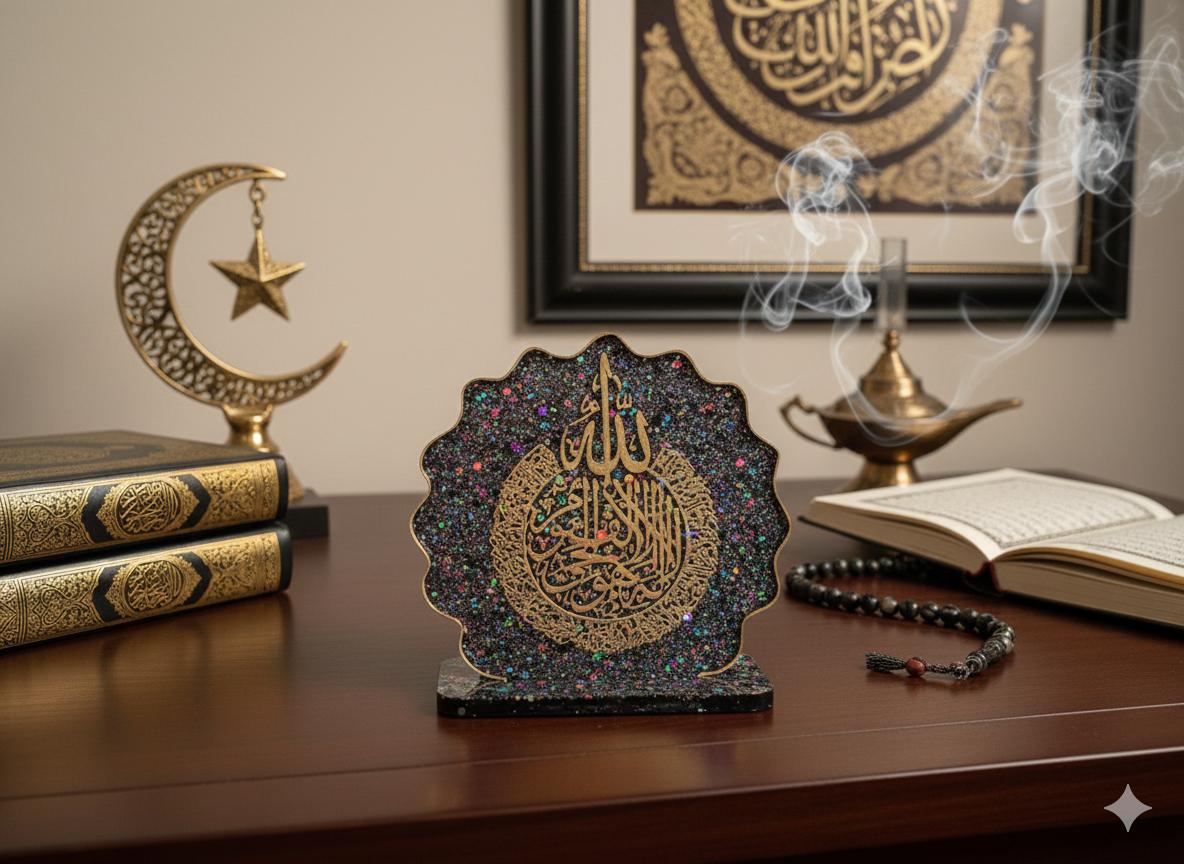 Handmade Black Resin Ayat-ul-Kursi Table Stand